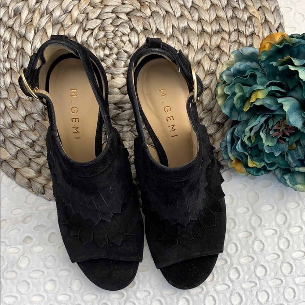M.Gemi Block Heel Pumps black suede # 8.5 - Picture 4 of 6